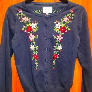 Navy Blue cardigan with floral crochet